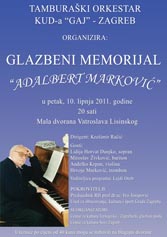 Glazbeni memorijal Adalbert Marković - plakat