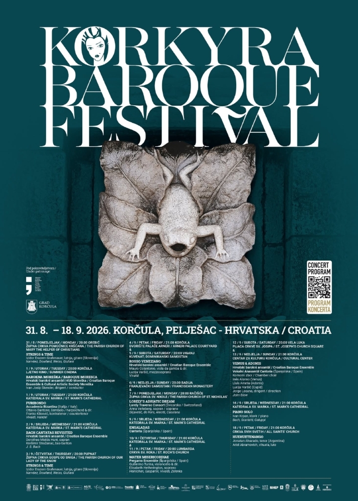 15. Korčulanski barokni festival, 31. kolovoza – 18. rujna 2026.