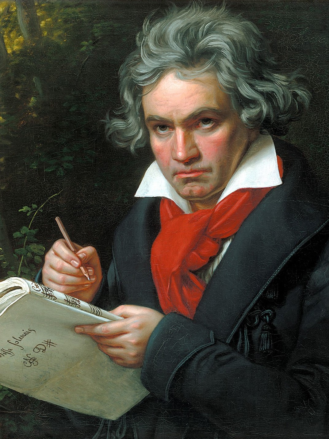 Beethoven s rukopisom <em>Misse solemnis</em>, op. 123, ulje na platnu Josepha Karla Stielera, 1820.