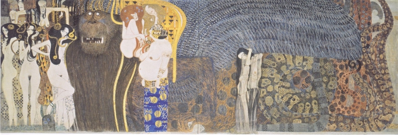 Detalj Beethovenova friza Gustava Klimta inspirirana <em>IX. simfonijom</em>, op. 125, Kuća secesije, Beč