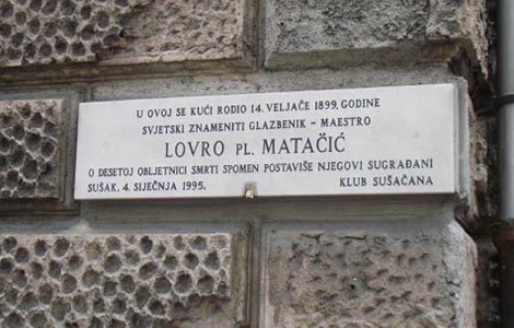 Spomen-ploča na rodnoj kući Lovre pl. Matačića na Sušaku, foto: radio.hrt.hr