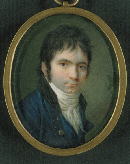 Minijaturni portret Beethovena iz vemena početka rada na <em>Trećoj simfoniji</em> (<em>Eroici</em>), naslikao Christian Horneman, Beč, 1802.