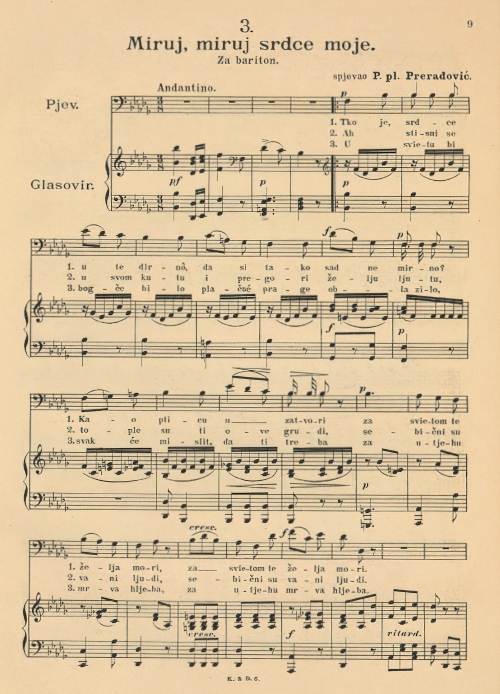 Vatroslav Lisinski: <em>Miruj miruj srce moje</em> - za bariton 