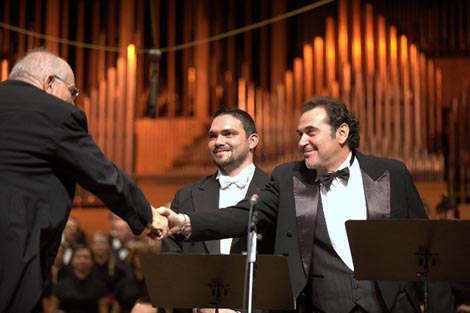 Vladimir Kranjčević, Domagoj Dorotić i Ivica Čikeš na kraju koncerta