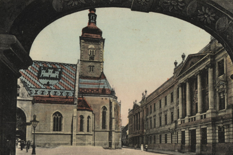 Crkva sv. Marka, Zagreb, razglednica iz 1917.