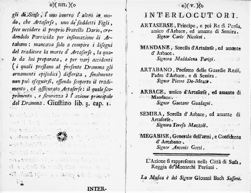 Izvadak libreta opere <em>Artaserse</em>, autora Pietra Metastasia i skladatelja Leonarda Vincija
