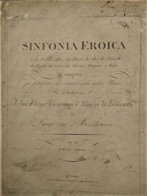 Ludwig van Beethoven, <em>Treća simfonija u Es-duru</em> (<em>Eroica</em>), naslovnica prvog izdanja iz 1806.